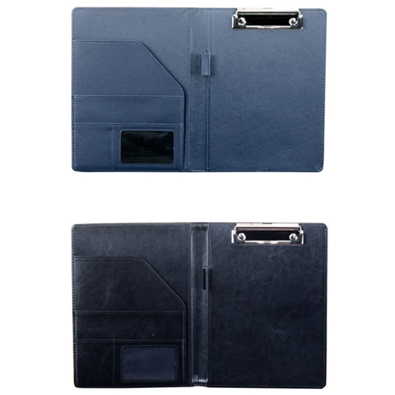 

2Pcs A5 Document Bag File Folder Clipboard Business Office Financial School Supplies - Black & Blue