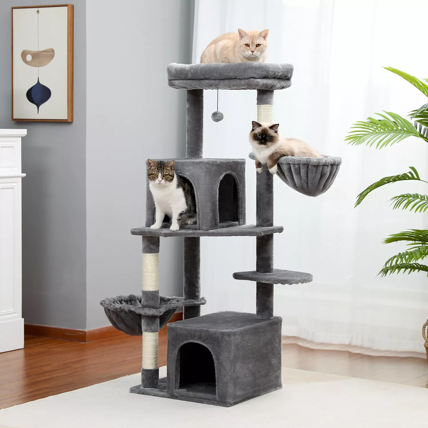 

NEW2023 роскошный домик для домашних животных, кошка, дерево для кошек, многослойное кошачье дерево с детской когтеточкой из сизаля для кошек, а...