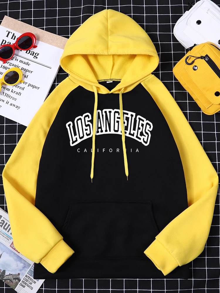 

Los Angeles California USA City Prints Women Sweatshirt Street Vintage Raglan Hoodie Crewneck Casual Sportswear Womans Pullover