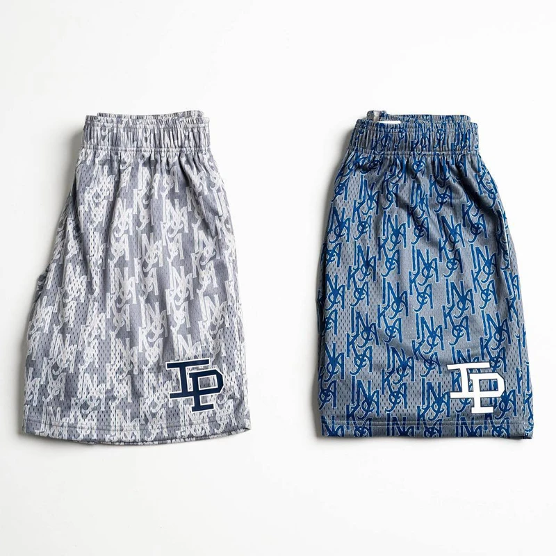 Summer new outdoor fashion men's shorts casual mesh quick-drying sports basketball printed quarter pants
