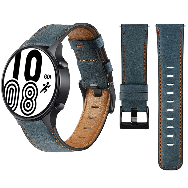 Ремешок из натуральной кожи для Samsung Galaxy watch 4/classic/Active 2 46 мм/42 мм/40 мм/44 мм 20 22