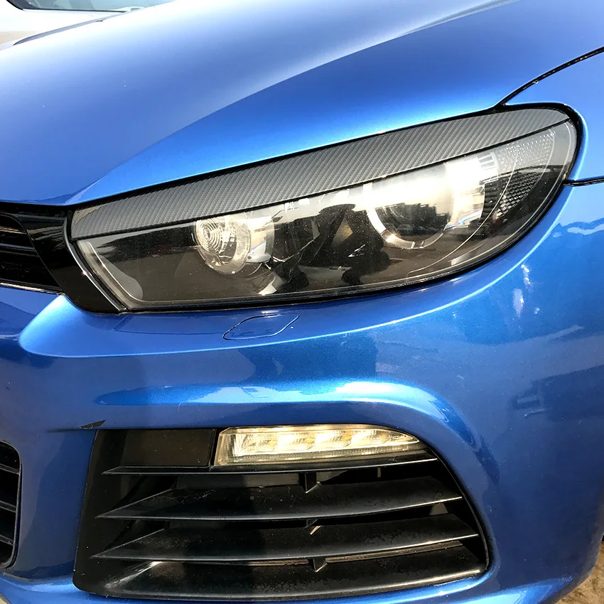

Car Fog Front Light Frames Cover Trim Racing Sticker Grille Gloss Black Carbon Look Light Frame For VW Scirocco 2008-2017