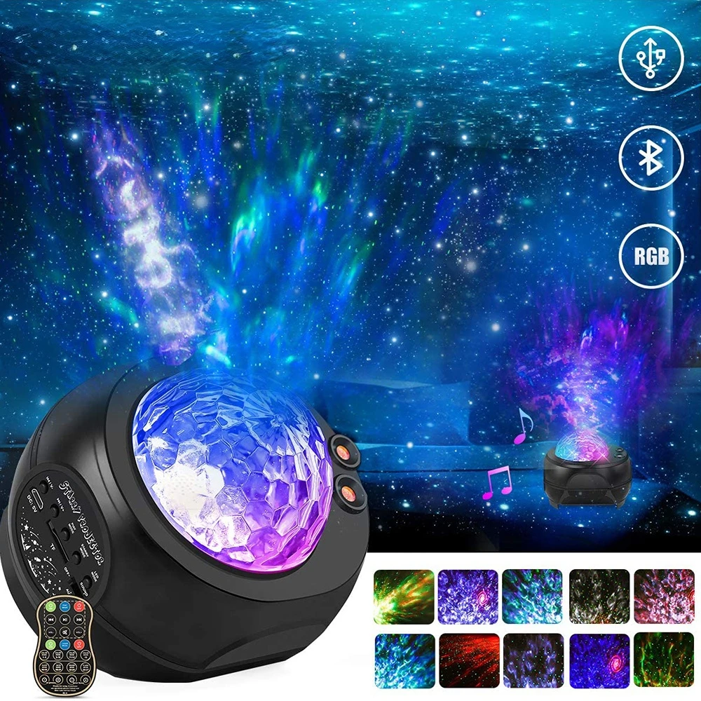 New Bluetooth Starry Sky Light Galaxy Projector Night Light Rotating Star/Nebula/Waves Projection for Home Party Bedroom Decor
