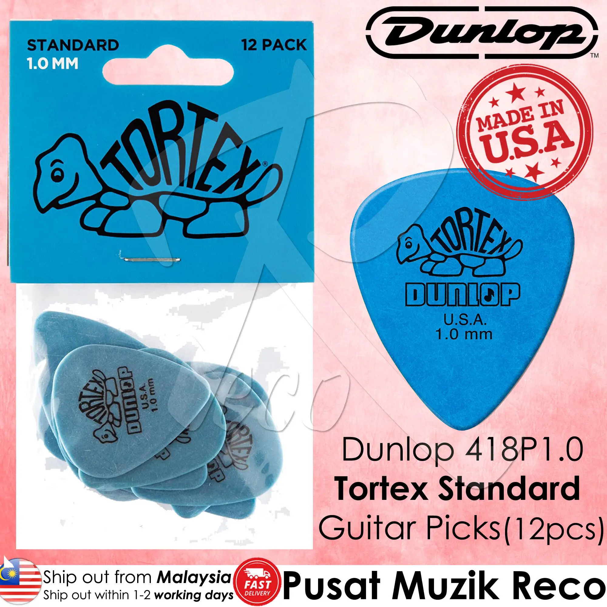 

Dunlop 418P1.0 Tortex Standard 1.0mm Blue Guitar Picks Player Pack Guitar Pick (12pcs) 【MADE IN USA 】