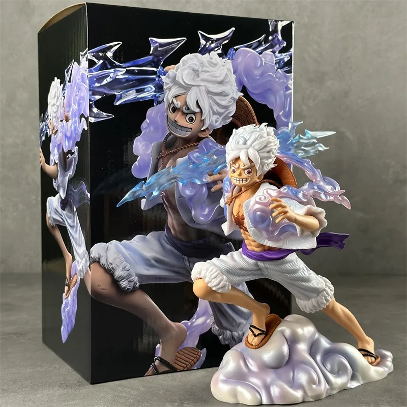21 см ONE PIECE аниме-фигурка Nikka Luffy Fight Form Step on The Clouds Take Thunder and Lightning Модель Украшения