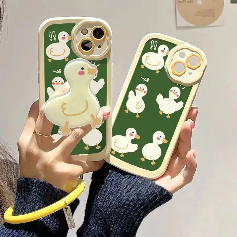 

Мультяшная утка для iPhone12promaxApple13Phone case11 подвесные кольца/Фотообои