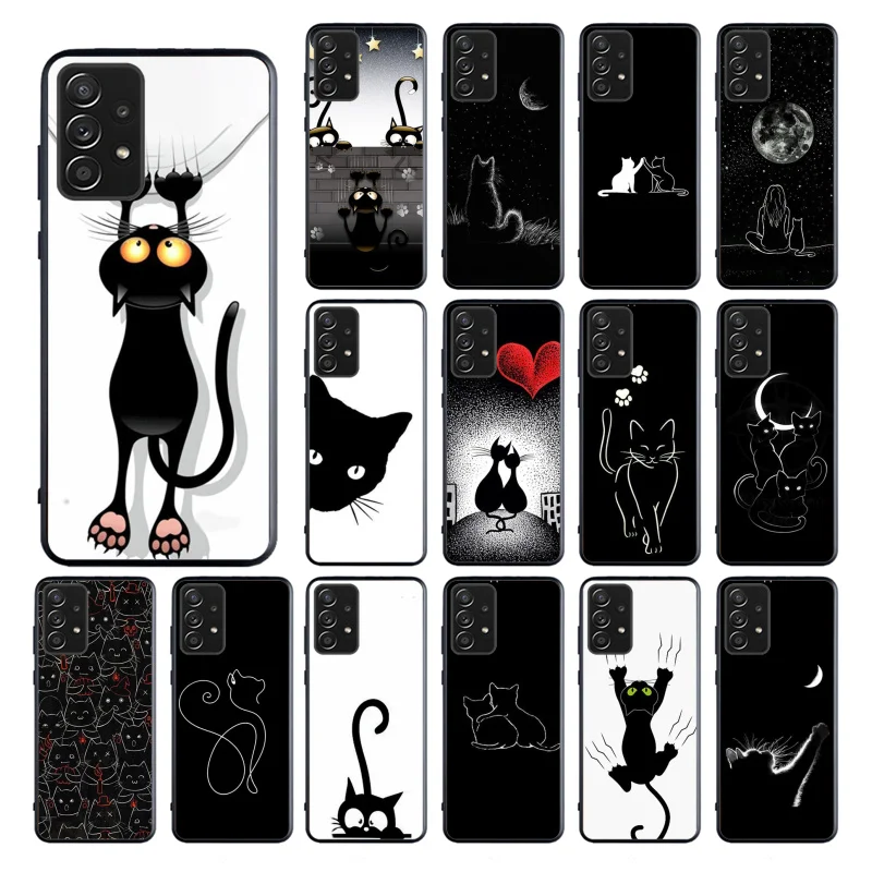 Black Cat Phone Case for Samsung Galaxy A13 A22 A12 A32 A71 A11 A21S A33 A52 A72 A51 A50 A70 A31 M31