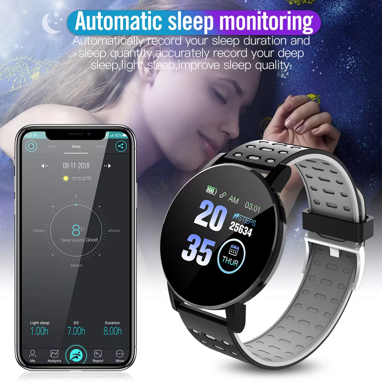 119s Smart Watch Men Ip67 Waterproof Relogio Inteligente Smart Watch Sleep Monitoring Fitness-tracker Bracelet Часы Мужские enlarge