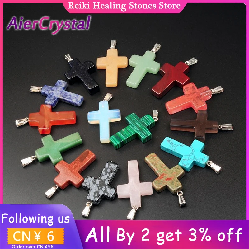 

1PC Fashion Crystal Quartz Stone Opal Jesus Cross Statue Pendants Necklace Jewelry Reiki Healing Men/Women Wholesale Accessories