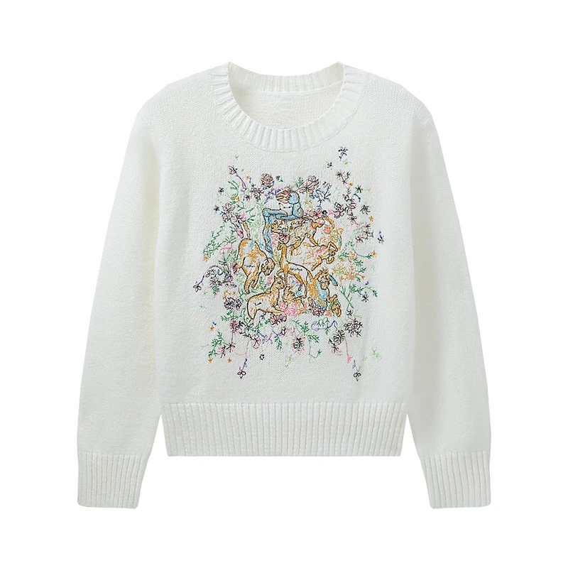 

Женский свитер с длинным рукавом, с круглым вырезом