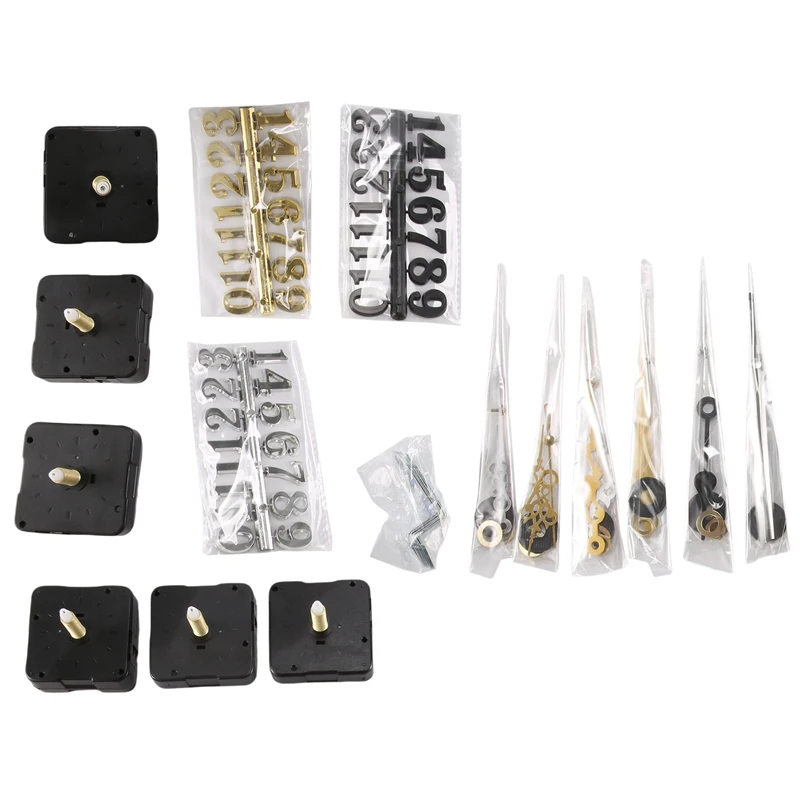 

6Pcs Quartz Clock Movement Mechanism Replacement Clock Numerals Kit For DIY Wall Clock Handicrafts Repair Clock Parts