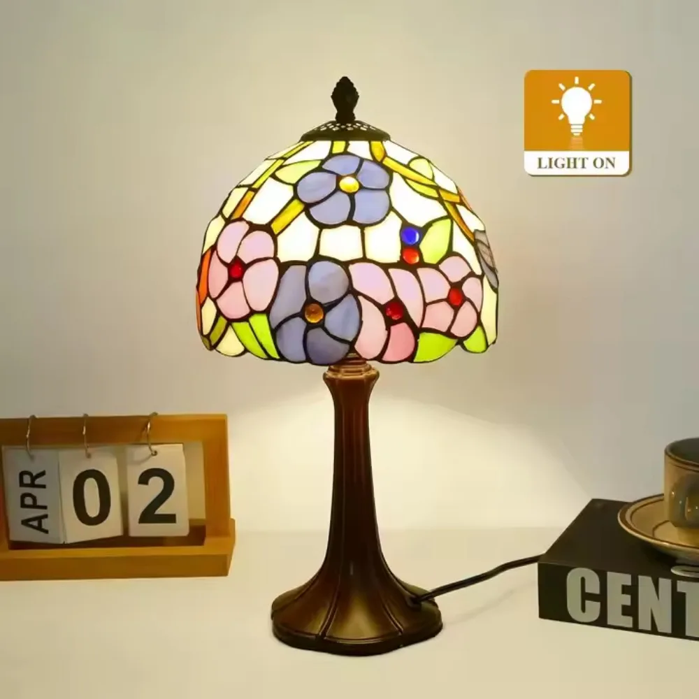 8-дюймовая лампа Тиффани утренний глянцевый витраж цветочный стиль настольный