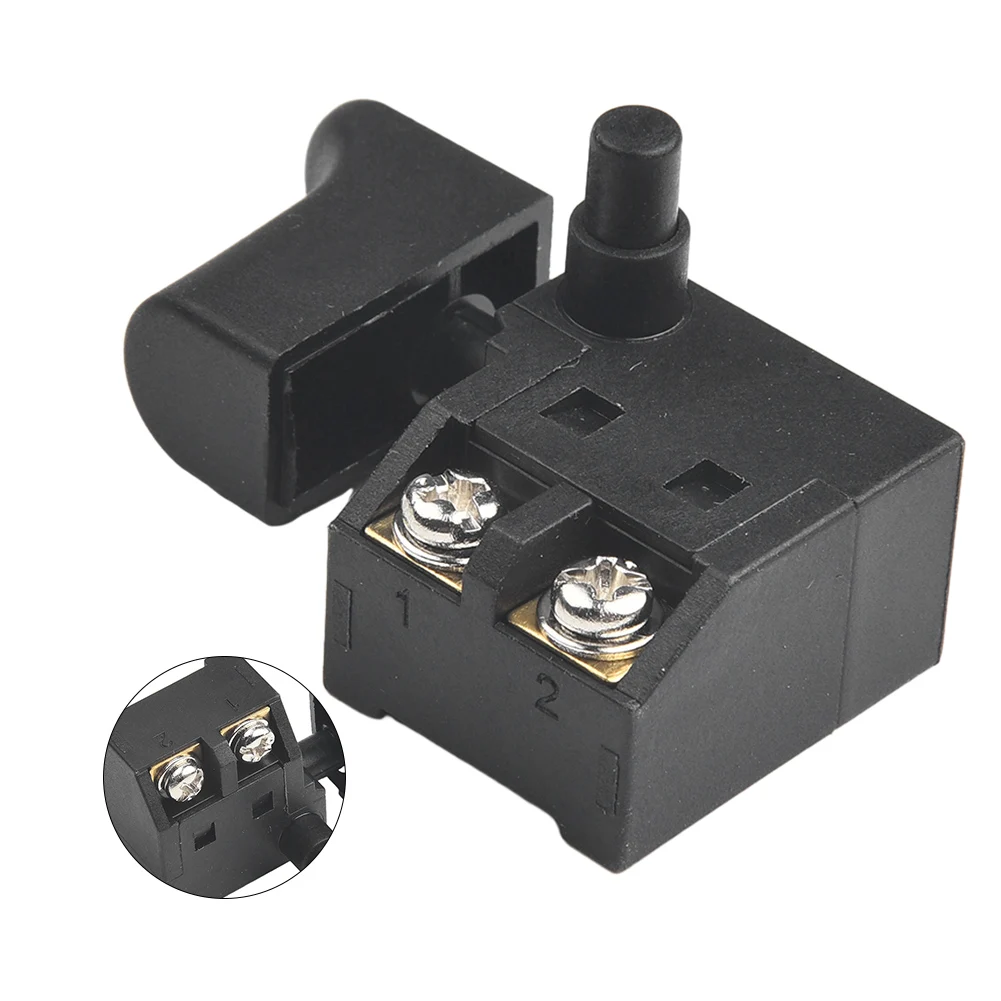 

Button Electric Drill Switch SPST Type Self Rest 250V Black Control Knob Cutting Lock On Marble Machine Planer