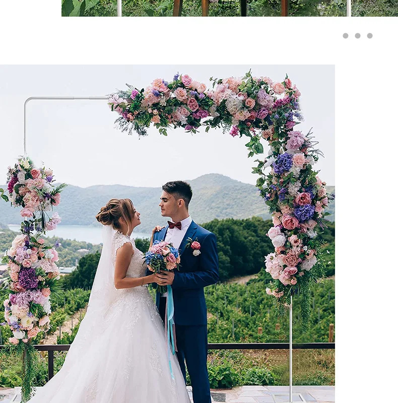 3PCS  Luxury Party Decoration Iron Arch Welcome Door Stand Wedding Artificial Flower Veil Display Rack Birthday Balloon Holder