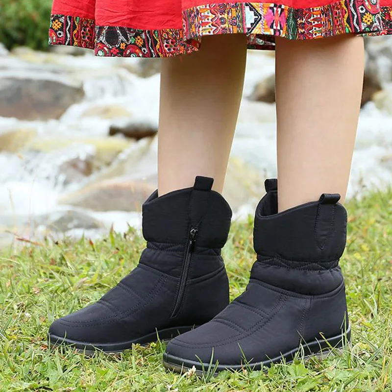 2022 Winter Shoes Women Snow Boots Thick Sole Flat Non-slip Women Ankle Boots Fashion Ladies Winter Boots Warm Big Size 41 42