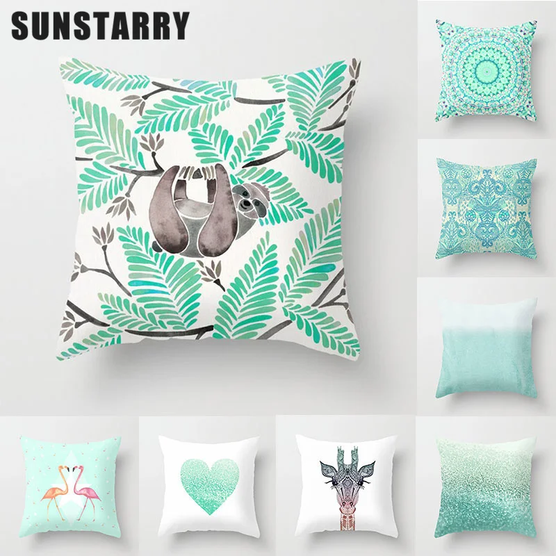 

Mint Green Cushion Cover Home Supplies Decorative Fresh Pillows Cover Pillowcase Simple Living Room Pillow Case Funda Cojín