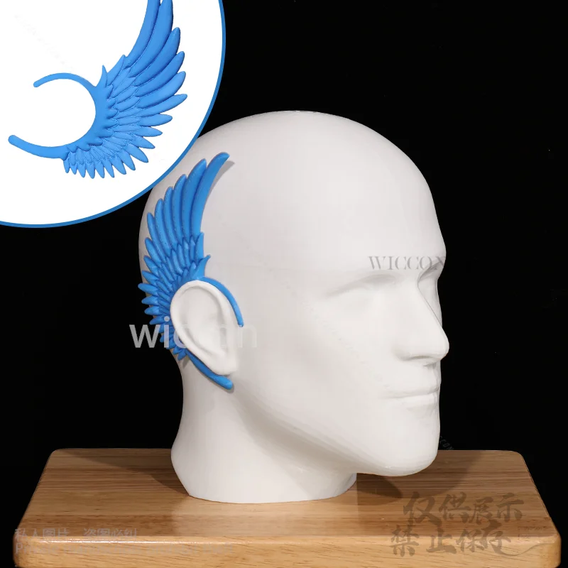 Аниме Синяя мода Ушная петля Фея Пушистый Косплей Ушные манжеты Крылья 3D Серьги