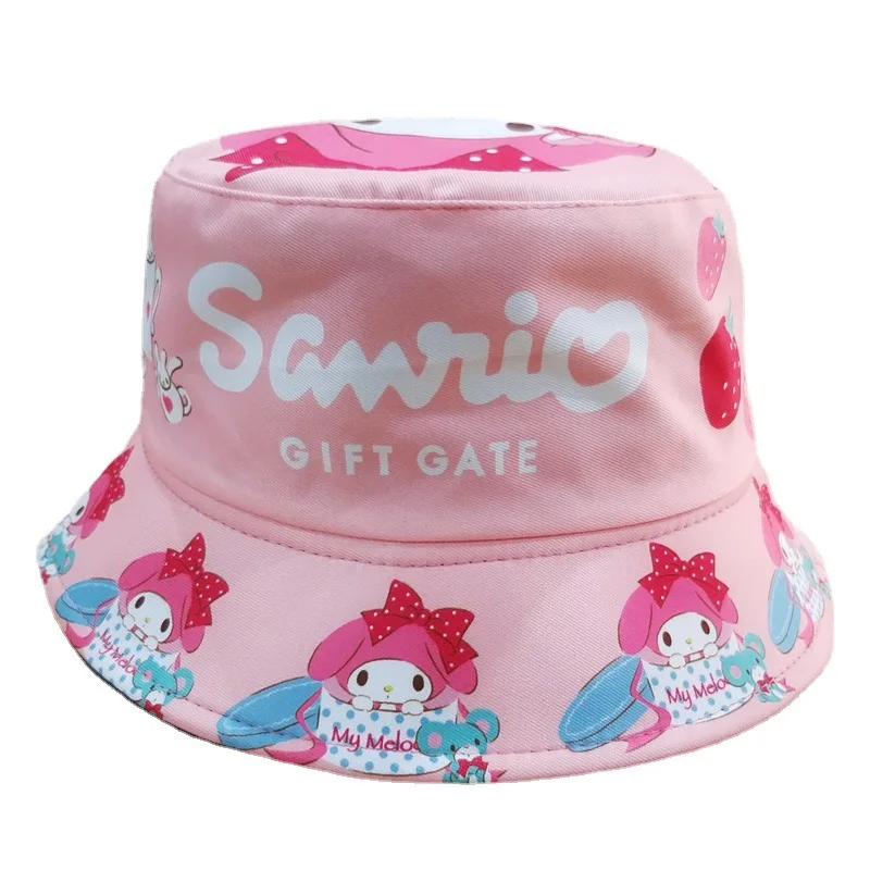 

Кавайная мультяшная детская Солнцезащитная шапка Sanrio Kuromi с героями мультфильмов, стерео уши, моя мелодия, девочка, сердце, рыбацкая шляпа, детский подарок