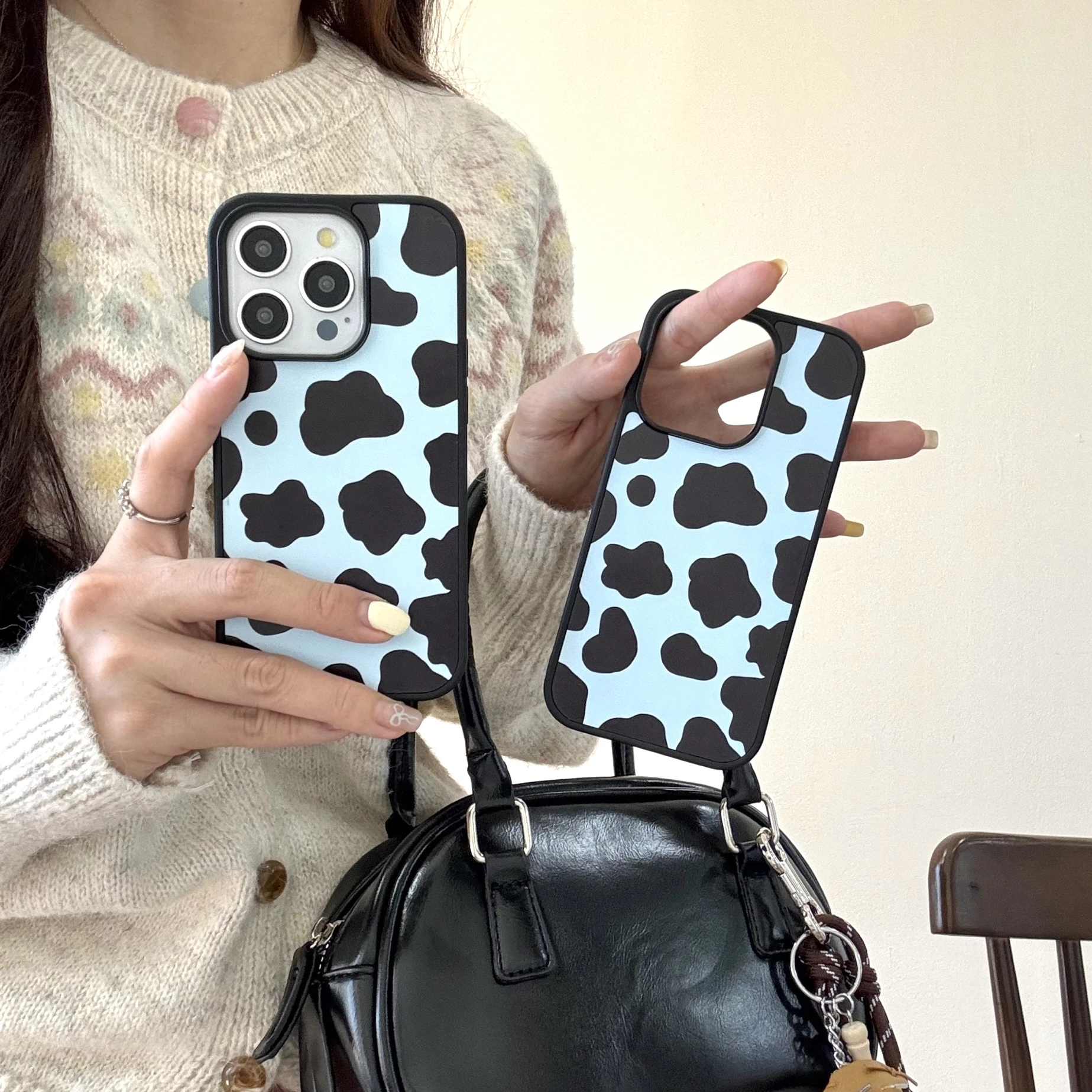 Корейская INS светло-голубая и черная Милая Новая версия чехла для телефона с