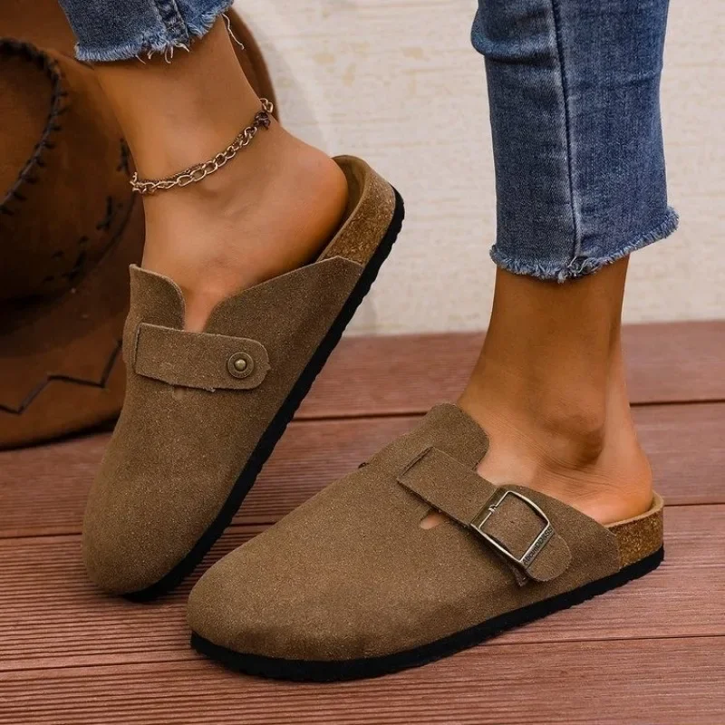 Женская обувь 2024 женские тапочки с закрытым носком уличные повседневные пряжкой