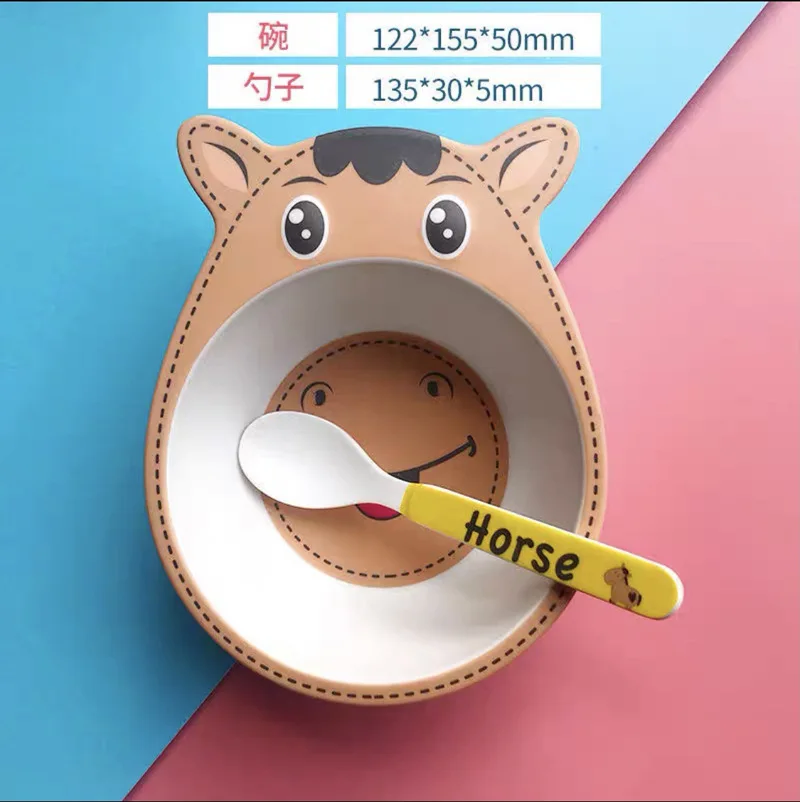 Детская посуда из бамбукового волокна с милыми рисунками набор ложек для