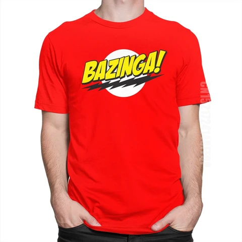 Мужская футболка The Big Bang Theory Bazinga, 100% хлопок, красивая футболка Шелдона Купера, футболки Geek TBBT, идея для подарка на день рождения