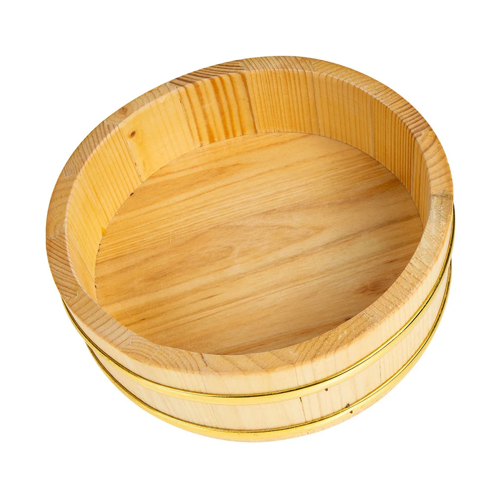 

Rice Sushi Wooden Bowl Bucket Tub Hangiri Oke Mixing Wood Box Japanese Steamerserving Barrelcontainer Round Basket Cooking Tray