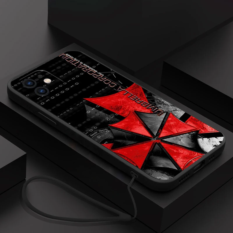 

Umbrella corporation Phone Case For iPhone 14 13 12 11 Pro Max Mini X XR XS MAX 8 7 Plus 6S Plus Silicone Cases with Hand Strap