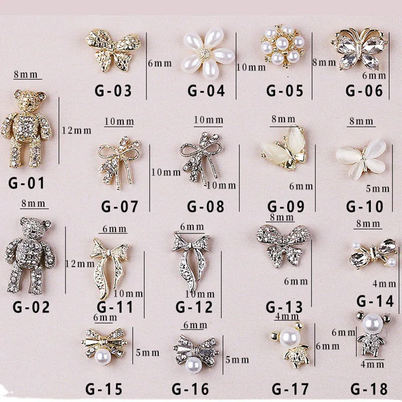 

Nails Zircon Decoration 3pcs/set Rhinestone Pearl Butterfly Bow Fashion Designs Nail Accessories For Nail Tips Beauty