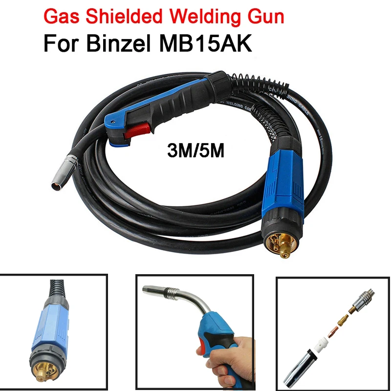 

Сварочный аппарат, Сварочная горелка MIG, горелка Binzel Type CO2 MB15 MIG, сварочный аппарат с Европейским разъемом 3 м/5 м, оборудование, инструмент