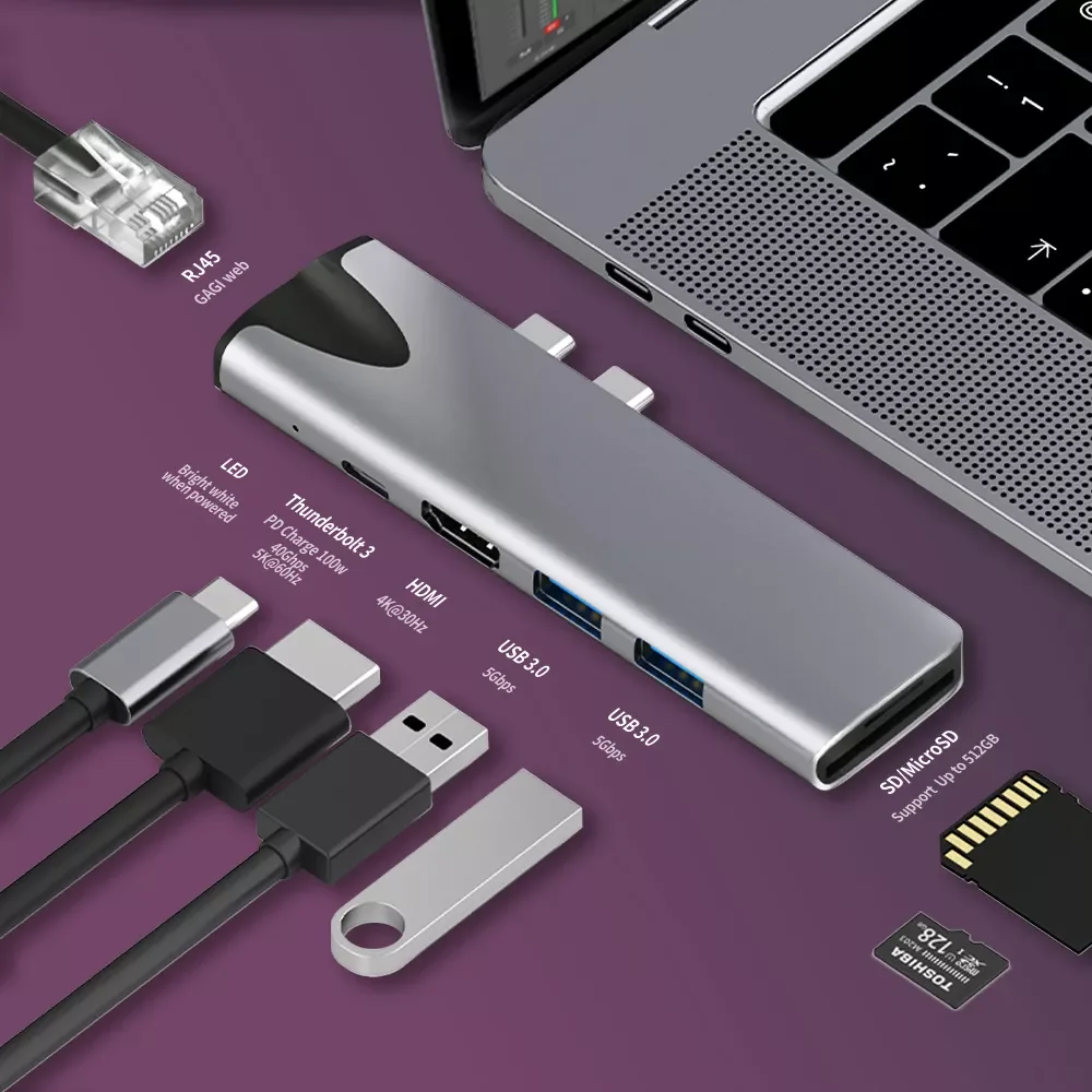 USB 3.0 Type-C Hub к RJ45 HDMI адаптер 4K Thunderbolt 3 USB C Hub с Hub 3,1 TF SD Reader слот PD для MacBook Pro/Air