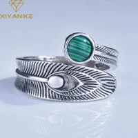 xiyanike 2022 malachite feather design open cuff finger rings for women girl fashion trendy jewelry gift party %d0%ba%d0%be%d0%bb%d1%8c%d1%86%d0%be %d0%b6%d0%b5%d0%bd%d1%81%d0%ba%d0%be%d0%b5