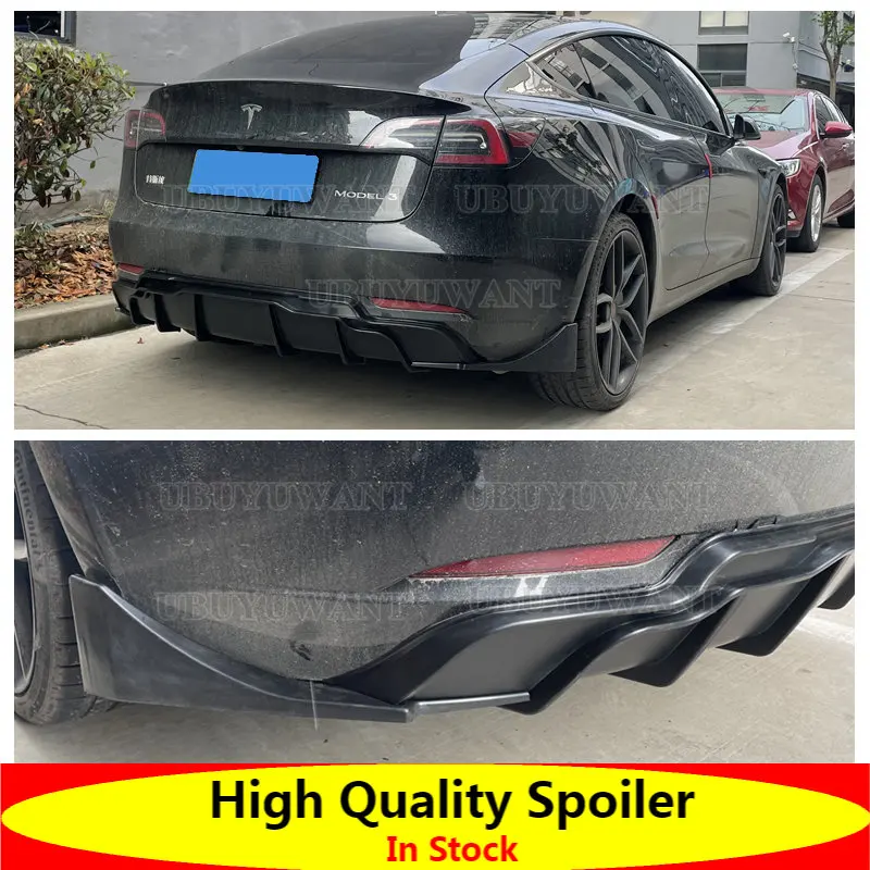 

Рассеиватель для 4-дверного заднего бампера Tesla Model 3 Sedan 2017-2019, АБС-пластик, углеродное волокно, боковой разветвитель, защитная пластина, крыш...