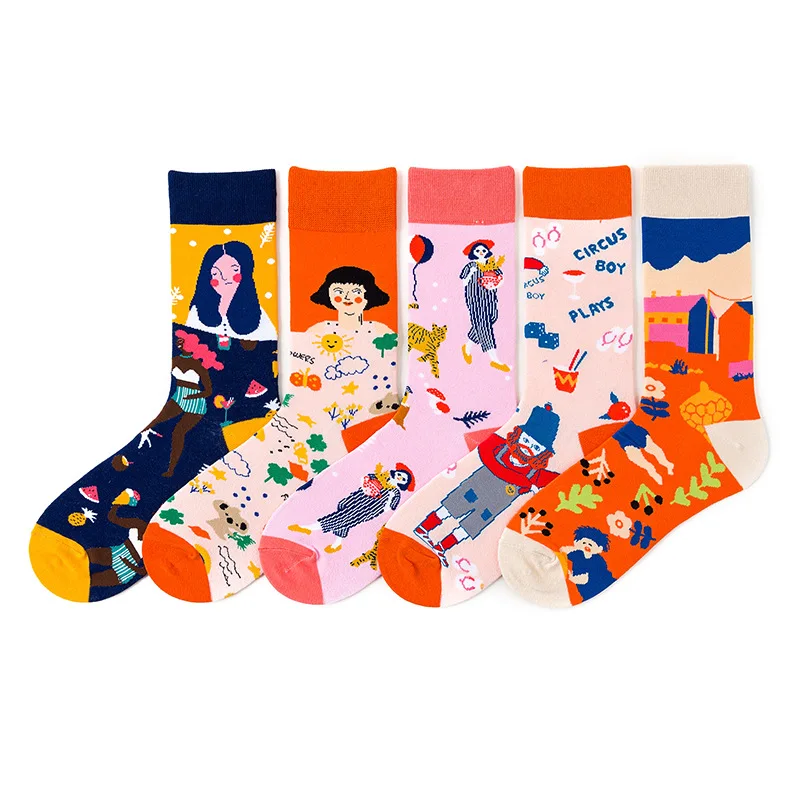 

Creative personality mid-tube cotton socks colorful mid-tube tide socks cartoon sun socks