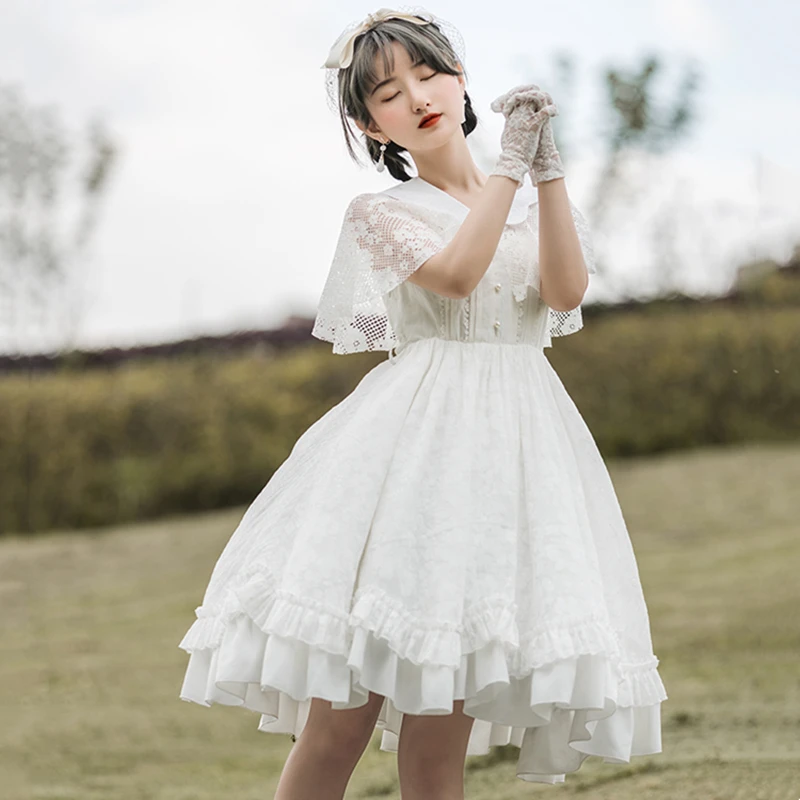 

Элегантные модные шали в кавайном стиле с лепестками, летнее платье в стиле «лолита», милые Классические бальные платья в викторианском стиле, наряд для Лали