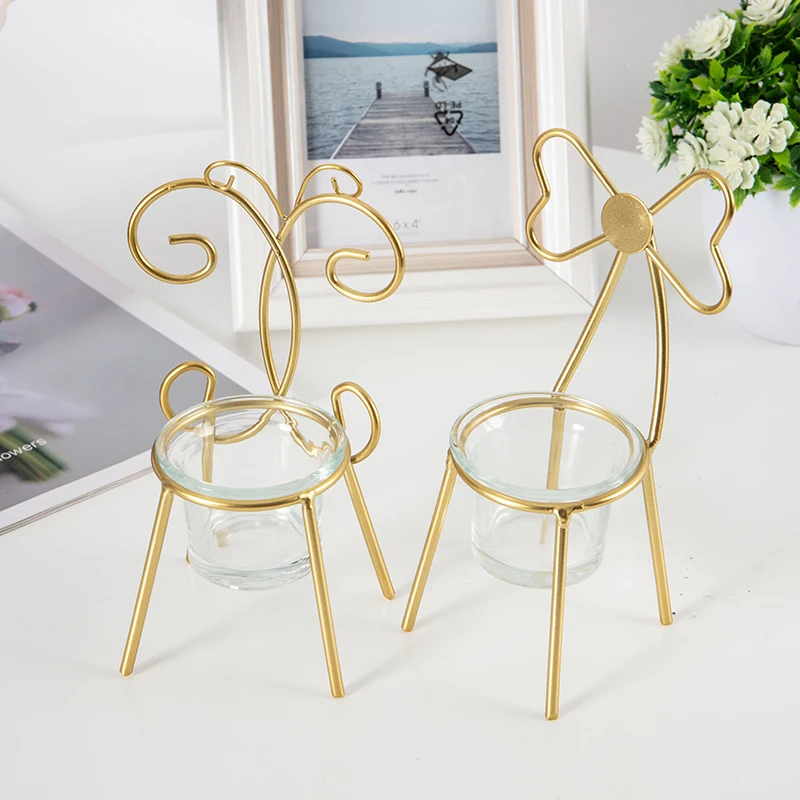 

Nordic Iron Candle Holders Triangular Hollow Household Metal Candle Holders Golden Light Luxury Creative Home Decor Ornaments
