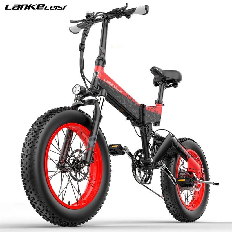 

LANKELEISI Folding Electric Bicycle 48V 1000W 14.5Ah 17.5Ah City E Bike 20" Fat Tire 7 Speed Foldable Electric Bike Ebike