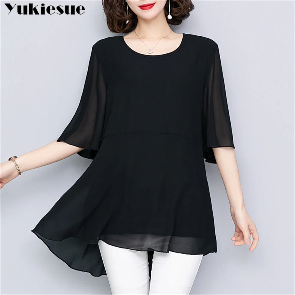 Элегантные женские летние блузки шифоновые Повседневные топы женская рубашка с