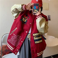 embroidered baseball suit womens 2021 spring autumn ins loose and versatile bf jacket bomber coat high street top