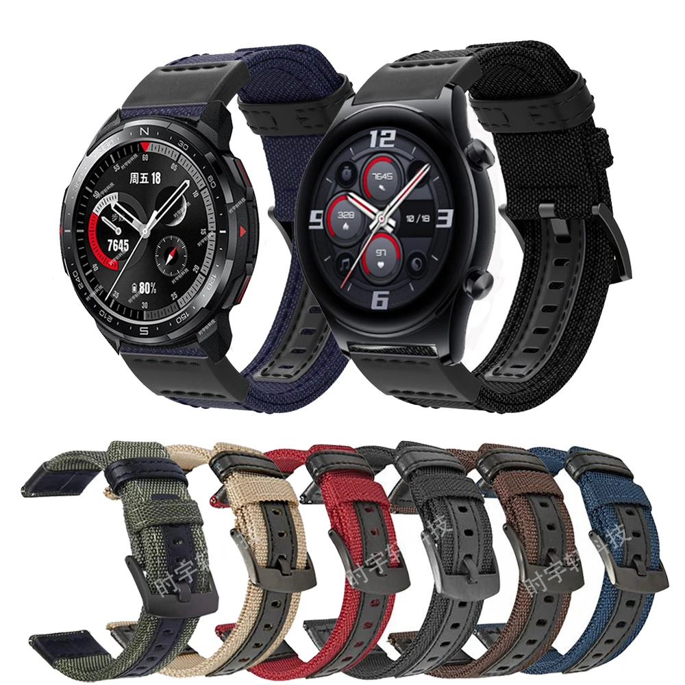 

Ремешок нейлоновый для наручных часов Honor Watch GS 3, спортивный браслет для смарт-часов Honor Watch GS Pro/Magic 2 46 мм/Huawei GT 2 2E, 22 мм