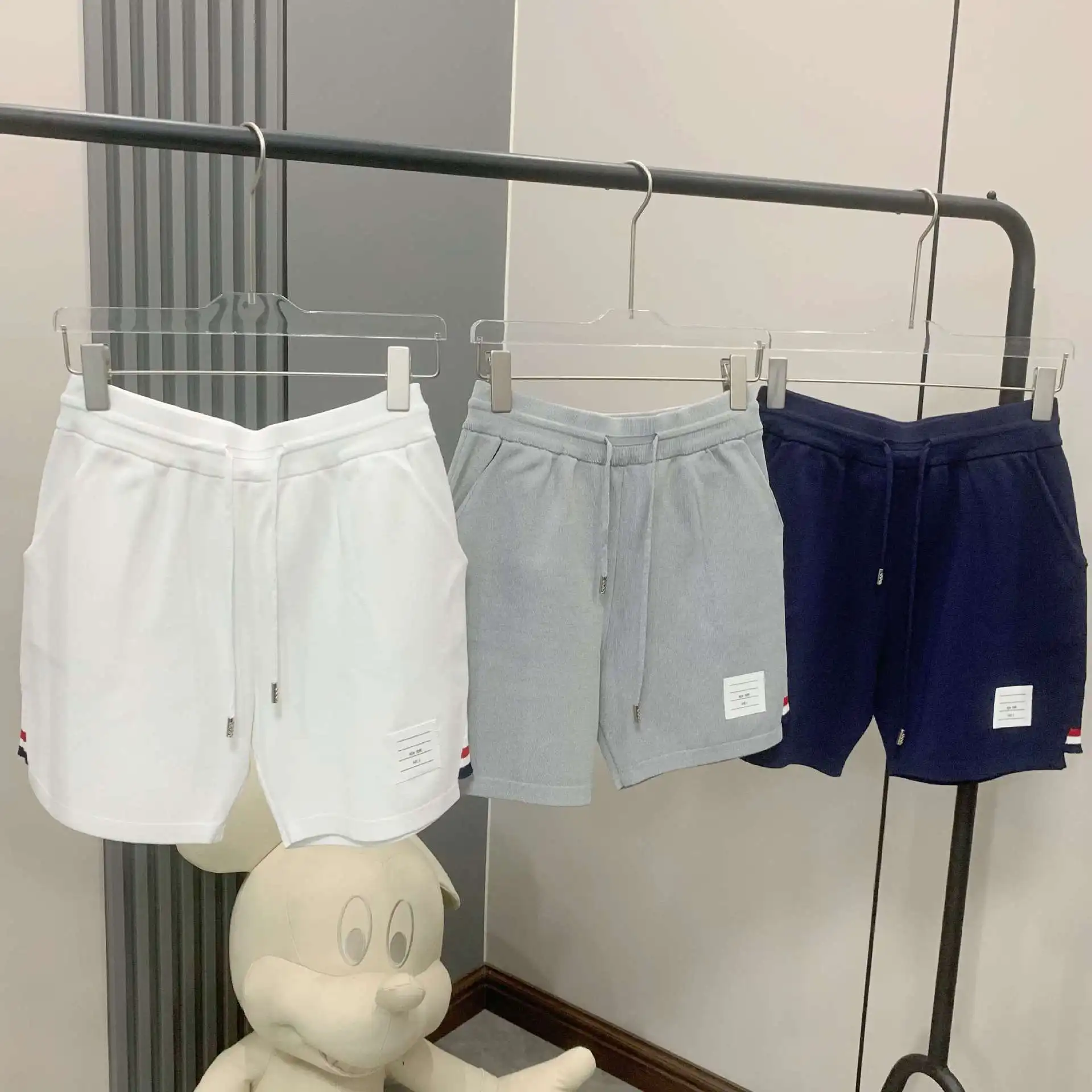 High quality Korean TB Side Colorful Ribbon Sports Shorts Women's 23 Summer New Ice Silk Casual Thin Quarter Pants Women's Pants