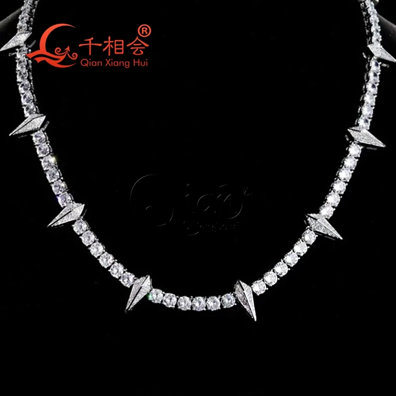 Necklace S925 silver 5mm rhombus tennis Cuban Link Iced Out Hip Hop white Moissanite Link Chain Jewelry for Women Men Gifts