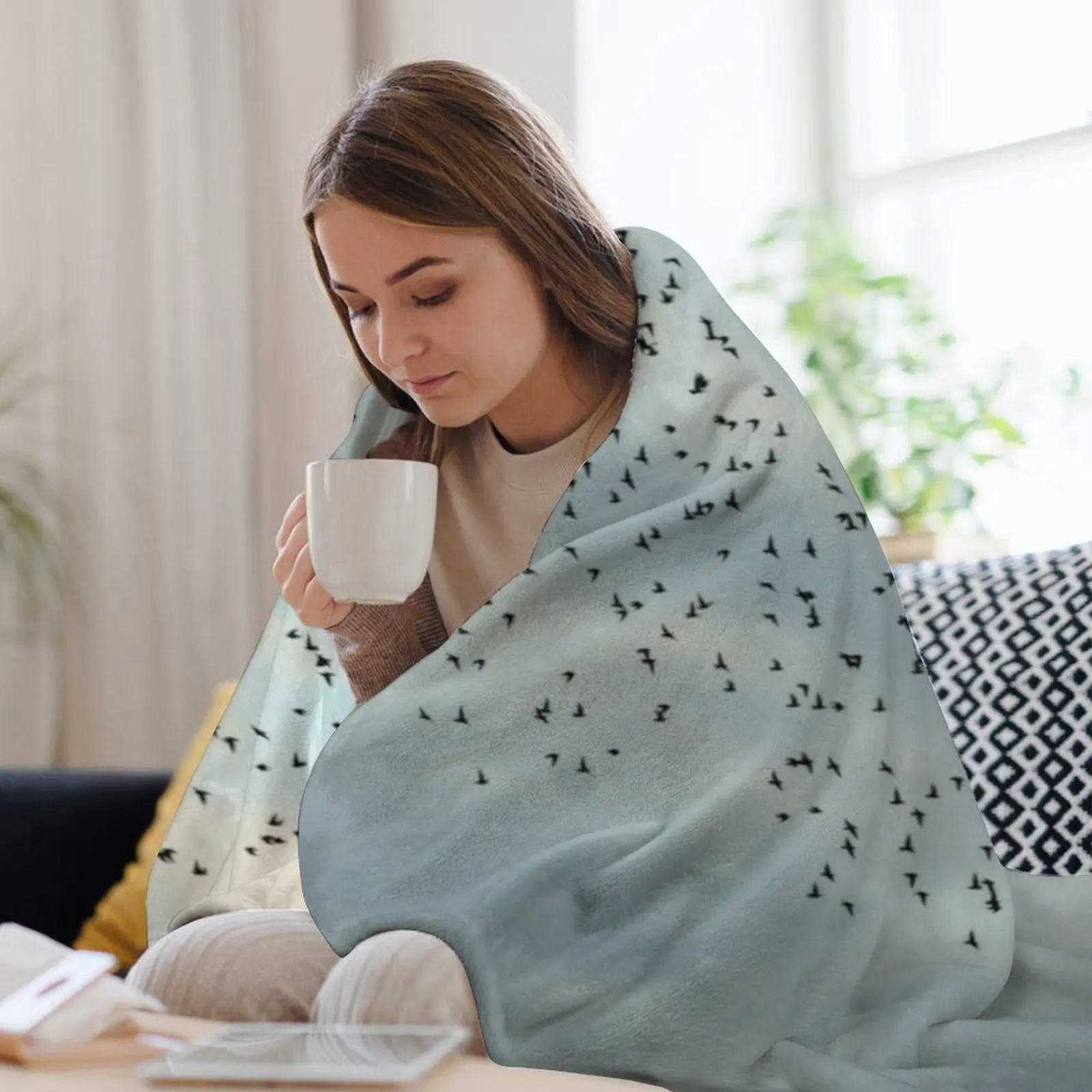 Murmuration Starlings Флок птиц Плед тяжелое для сна Роскошные одеяла