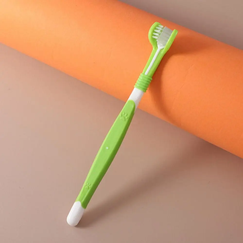 Пластиковая зубная щетка для домашних животных с тремя головками нейлоновая