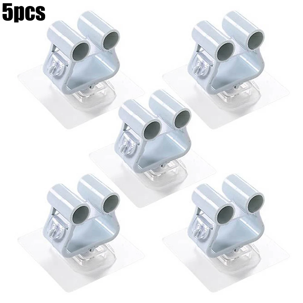 

5 Pcs Mop Rack Bathroom Wall Mounted Shelf Organizer Hook Broom Holder Hanger Behind Doors/On Walls Kitchen Storage Tool