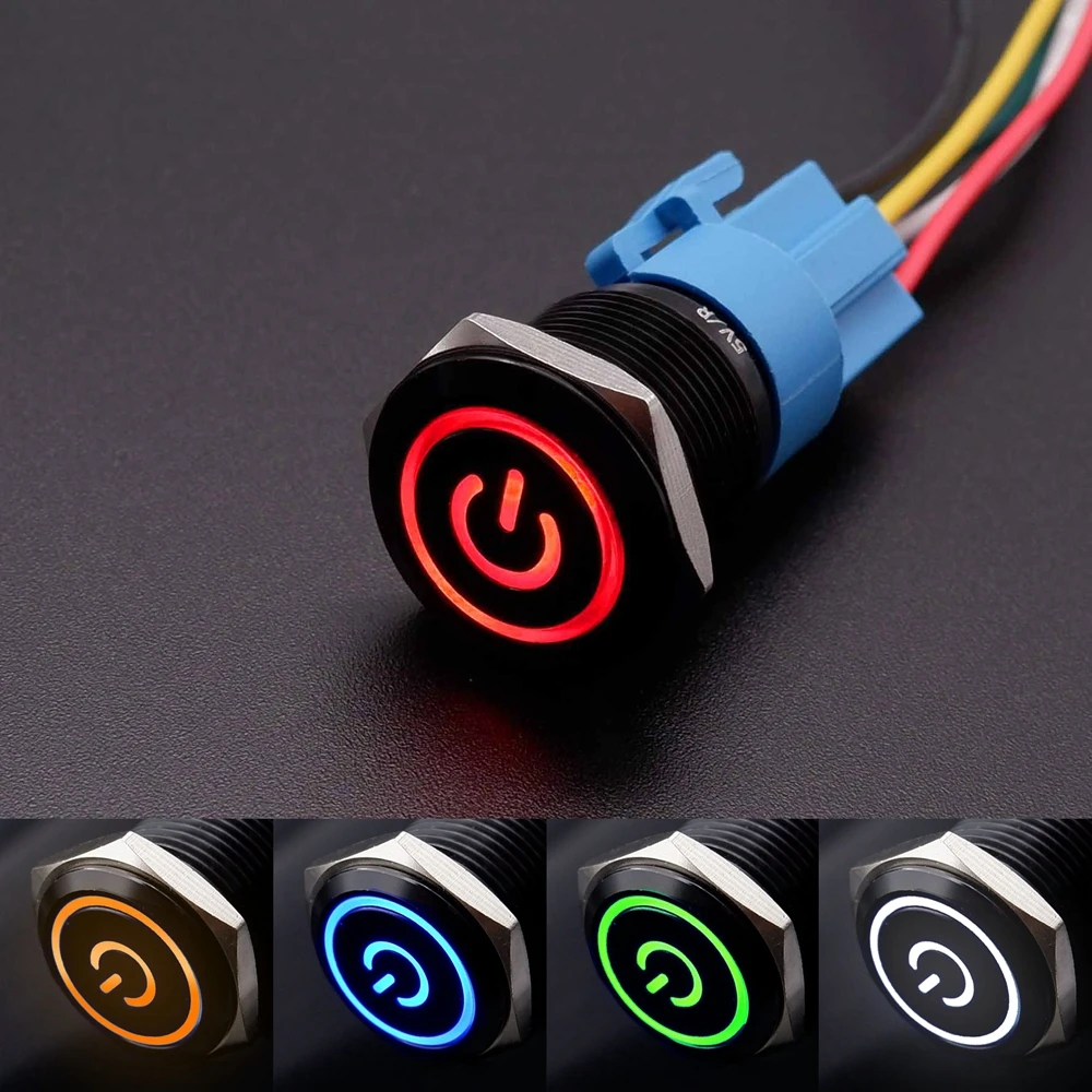 

16mm 19mm 22mm Metal Push Button Switches With Fixation PC Power Supply Switch Car Engine On Off Backlit LED 12v 24v 220v 110v
