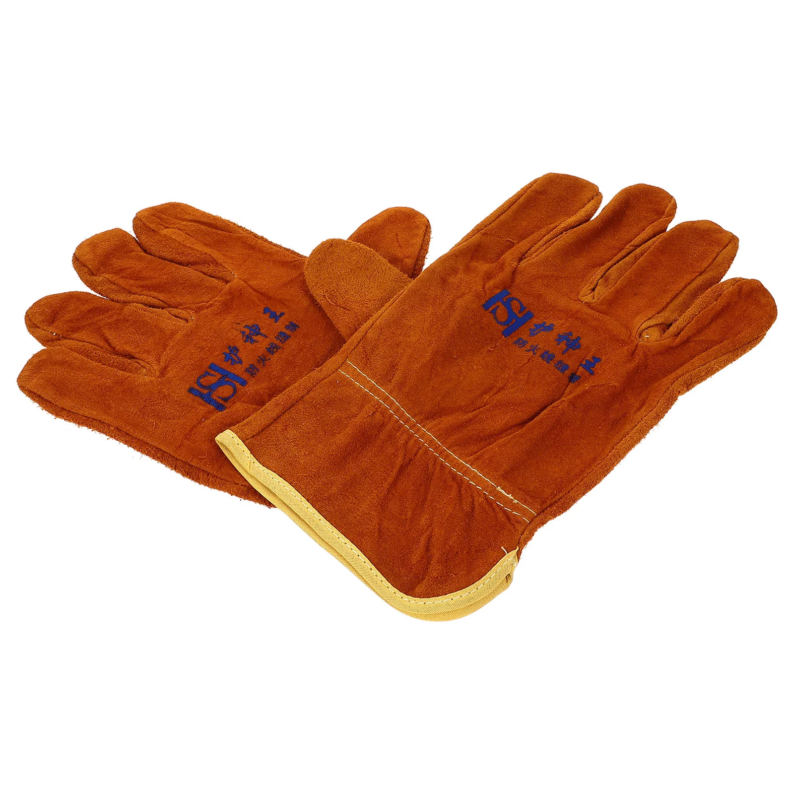 

2 Pcs Insulation Gloves Work Men Welding Heat Resistant Welder Soft Double-layer Cowhide Fireplace