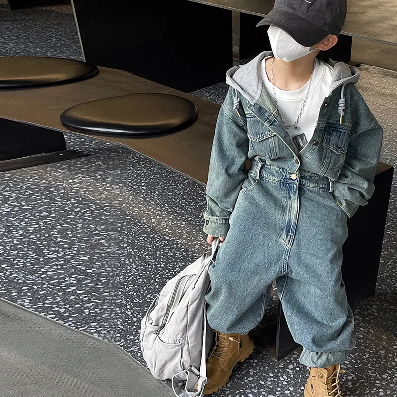 

Children's Clothing Cowboy Siamese Clothes Spring and Autumn 2023Western Style Boys Autumn Clothing Overalls Outdoor Fashion