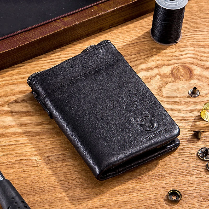 Men  Purse Pocket  Large Capacity Coin Bag RFID Blocking Protection Card Holder Clutch Zipper Wallet