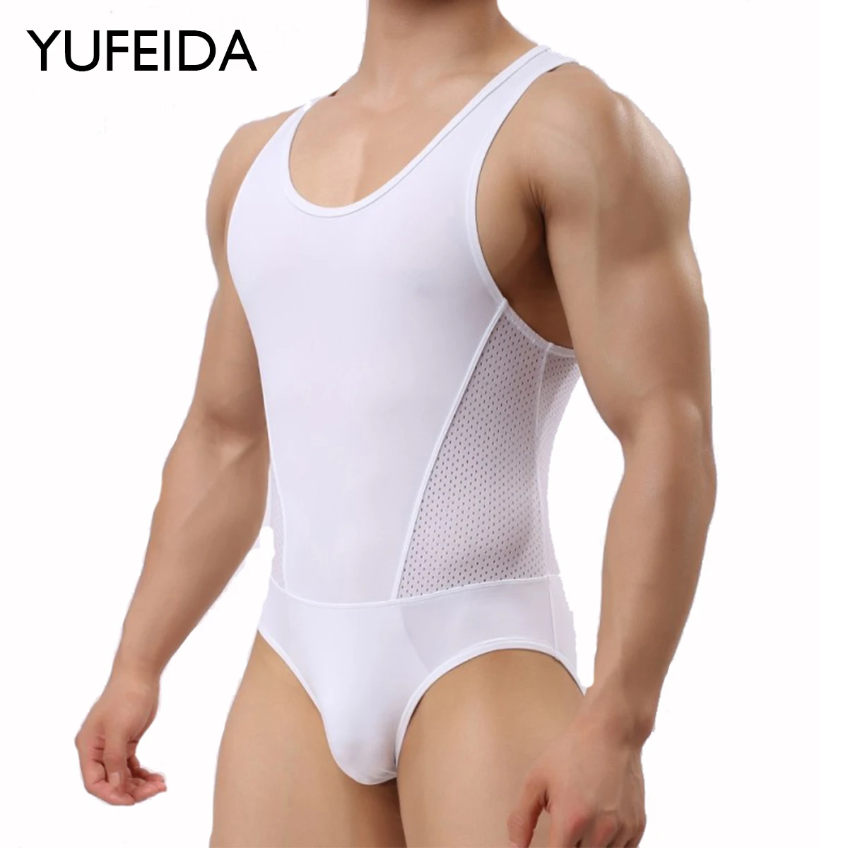 

YUFEIDA Hombre Slim Bodysuit Underwear Fitness Men's Corset Shirt Undershirt Body Shaper Leotard Wrestling Singlet Man Bodysuits
